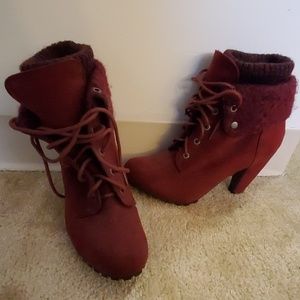 Maroon ankle booties